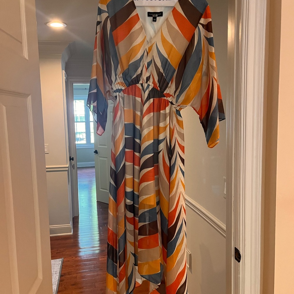 Slate & Willow Multicolor Striped V-Neck Maxi Dress